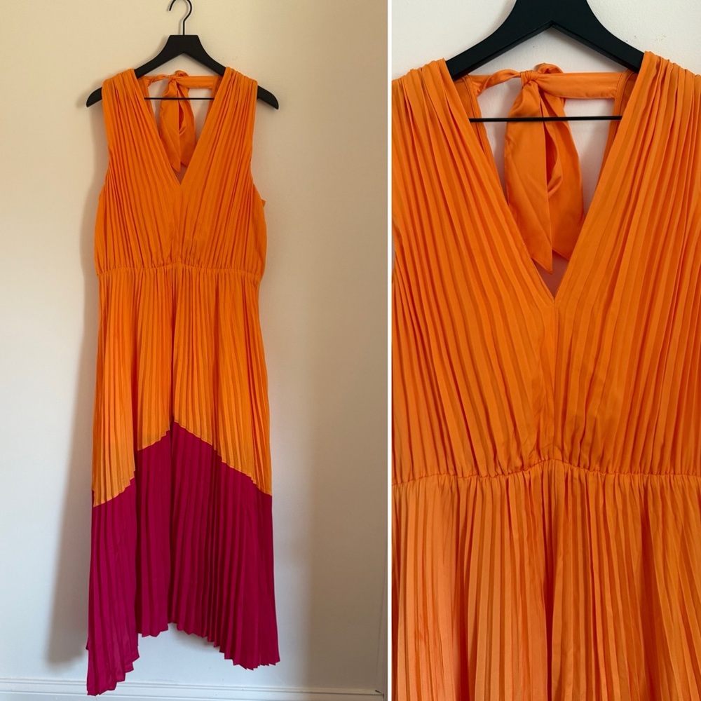 Express Vibrant Orange and Pink Maxi Dress